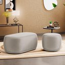 Ver imagem 2 de Conjunto 02 Puffs Decorativos Orgânicos Molly Veludo Bege - Desk Design