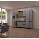 Ver imagem 1 de Armário de Cozinha Compacta 4 Peças com Tampo Vanilla com Cinza Puro Isa Luciane Móveis