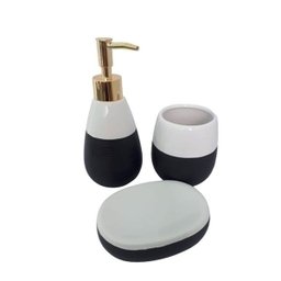 Jogo para banheiro saboneteira com 3 peças em ceramica - 1