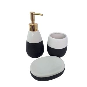 Jogo para banheiro saboneteira com 3 peças em ceramica