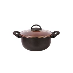 Panela Caçarola Antiaderente 20 Cm Tampa Vidro Preto Cobre - 1