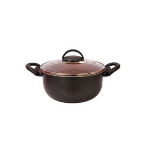 Panela Caçarola Antiaderente 20 Cm Tampa Vidro Preto Cobre