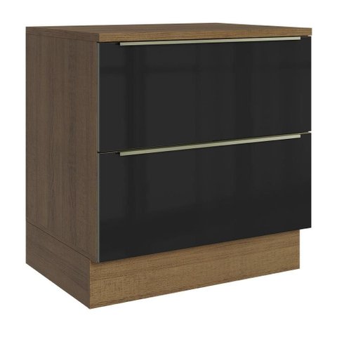 Balcão de Cozinha 80 cm 2 Gavetas Rustic/Preto Lux Madesa