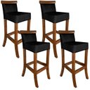 Ver imagem 1 de Jogo com 4 Cadeira para Bancada Banco Alto de Madeira Bar Cozinha Americana Encosto Estofado Valios