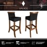 Jogo com 4 Cadeira para Bancada Banco Alto de Madeira Bar Cozinha Americana Encosto Estofado Valios - 7