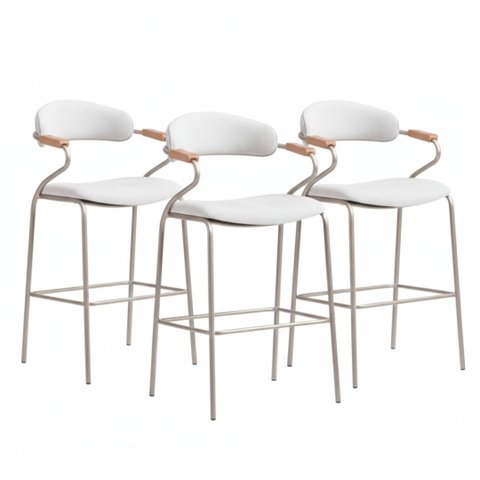 Kit 3 Banquetas Zyon Alta Cozinha,ilha ou Bancada Americana Fixa Metal- Tecido Cora 02