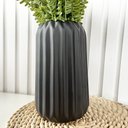 Ver imagem 3 de Vaso Preto Fosco Moderno P/ Mesa Lateral Aparador C/ Planta