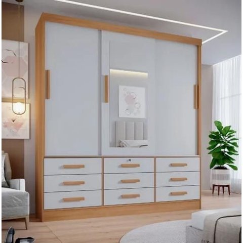 Guarda Roupa Meridian 3 Portas Cinamomo/Off D Doro Móveis
