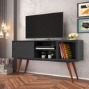 Ver imagem 1 de Bancada Rack Retro TV até 55 polegadas 65 Preta Ac