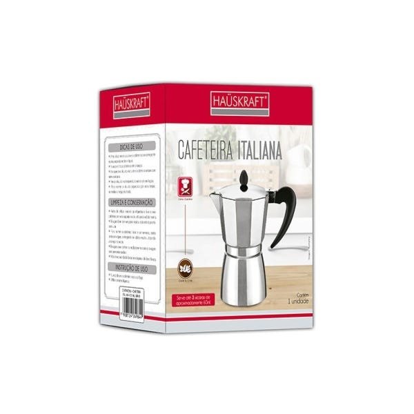 Cafeteira italiana para 3 xicaras de café cor prata - 3