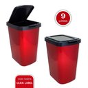 Ver imagem 2 de Lixeira Cesto 9 Litros com Tampa Click Label Vermelha Metalizada