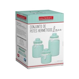 Pote hermético lace para armazenar alimentos com 3 peças - 3