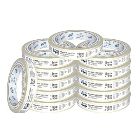 Fita Crepe Uso Geral Rolo 18mmx50m - Tekbond - Cx 12 Un
