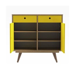 Aparador Buffet Retrô 90 Rustik Carvalho/Amarelo Ac - 3 Aparador Buffet Retrô 90 Rustik Carvalho/Amarelo Ac - 3
