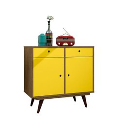 Aparador Buffet Retrô 90 Rustik Carvalho/Amarelo Ac - 2 Aparador Buffet Retrô 90 Rustik Carvalho/Amarelo Ac - 2