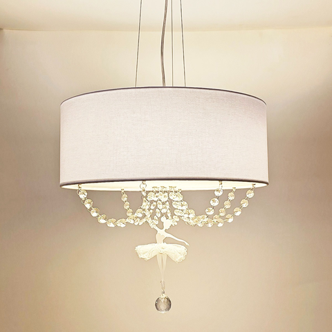Luminária de Teto Pendente Bailarina Branco com Cristal 2 em 1 30x15cm