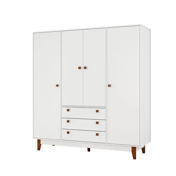 Guarda-Roupa Casal Branco 4 Portas Retrô Vintage Ac - 2