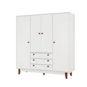 Ver imagem 2 de Guarda-Roupa Casal Branco 4 Portas Retrô Vintage Ac