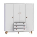 Ver imagem 4 de Guarda-Roupa Casal Branco 4 Portas Retrô Vintage Ac