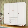 Guarda-Roupa Casal Branco 4 Portas Retrô Vintage Ac - 1