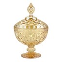 Ver imagem 2 de Potiche Bomboniere Pé Cristal Diamond Âmbar Metalizado Lyor