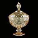Ver imagem 3 de Potiche / Bomboniere com Pé de Cristal Diamond Ambar Metalizado 15 x 23 cm | Casa Del Grande
