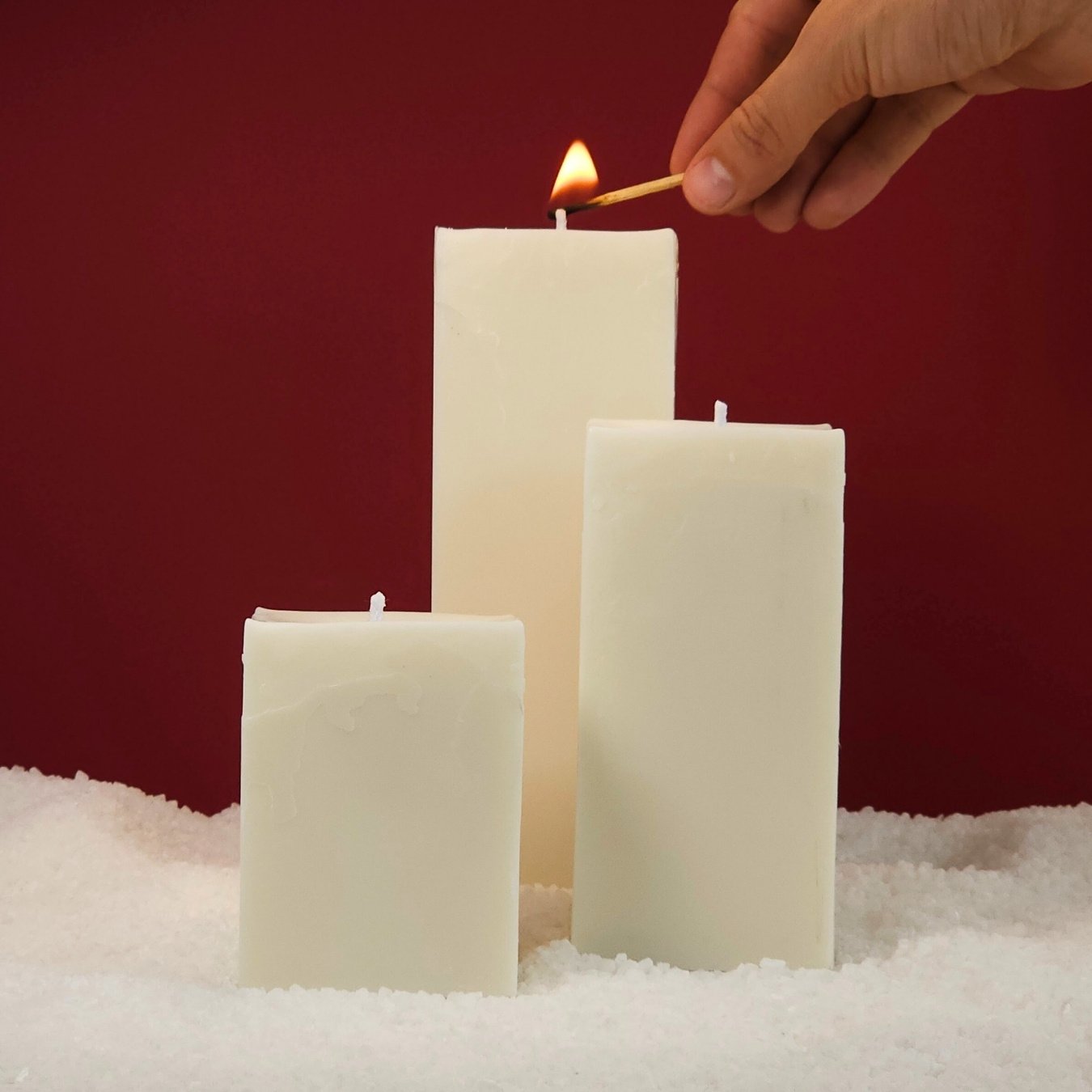 Trio de Velas Decorativas Quadradas Grandes para Lanternas