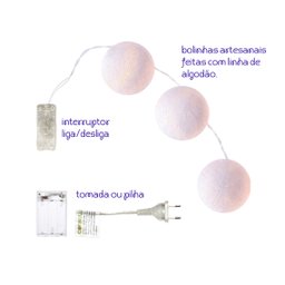 Bolinhas de Luz Cormilu Led, À Pilha, 10 Bolas, 1.5m, (branco) - 6