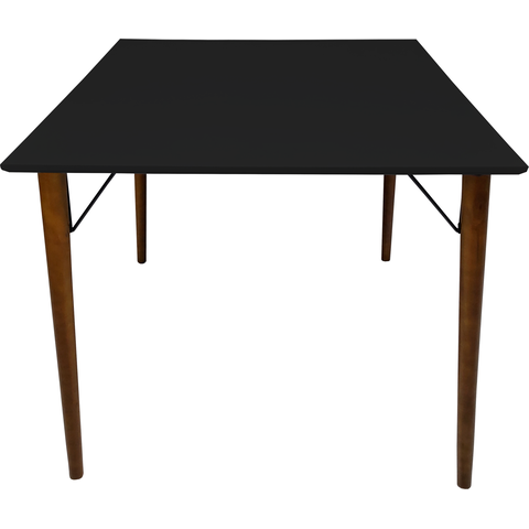 Mesa Jantar Quadrada 90cm MDF Preto Pé Palito + Suporte V