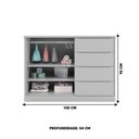 Ver imagem 4 de Cômoda 2 Portas e Guarda Roupa 3 Portas Infantil Cinza Perola - Phoenix Baby
