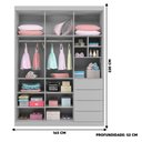 Ver imagem 3 de Cômoda 2 Portas e Guarda Roupa 3 Portas Infantil Cinza Perola - Phoenix Baby