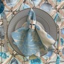 Ver imagem 1 de Kit 30 Guardanapo em Jacquard Azul e Dourado 40x40cm - Atacado
