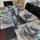 Ver imagem 3 de Kit 30 Guardanapo em Jacquard Azul e Dourado 40x40cm - Atacado