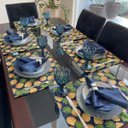 Ver imagem 2 de Kit 30 Guardanapo em Jacquard Azul Marinho 40x40cm - Atacado