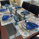 Ver imagem 3 de Kit 50 Guardanapos em Jacquard Azul Royal 40x40cm - Atacado