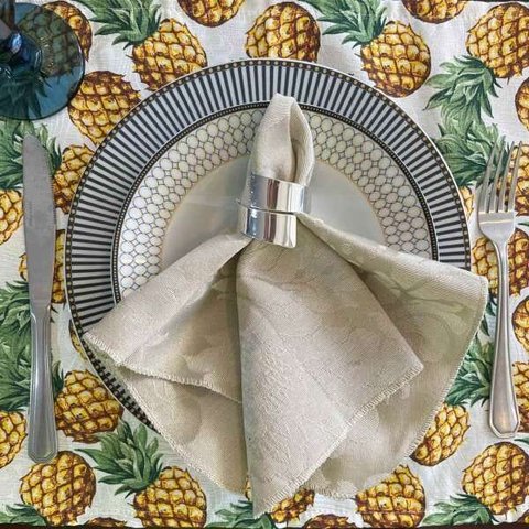Kit 30 Guardanapo em Jacquard Bege 40x40cm - Atacado