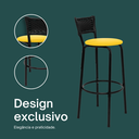 Ver imagem 4 de Kit 5 Banquetas para Bancada Banco Alto Junco Preto Balcão Cozinha Gourmet Bar Área de Lazer Piscina