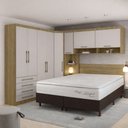 Ver imagem 1 de Conjunto Quarto Queen Base Box e Colchão 7 Peças 8 Portas 4 Gavetas Paris Eucamóveis