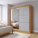 Ver imagem 1 de Guarda-Roupa Casal 2 Portas de Correr e 6 Gavetas com Espelho 100% MDF Cinamomo Off-White Coliseu