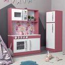 Ver imagem 3 de Cozinha Infantil Completa C/ Microondas Forno Fogão e Refrigerador Helena Branco e Rosa