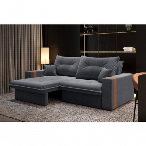 Sofá-Cama Ipanema 3 Lugares Retrátil Reclinável 200cm Cinza Cia Lar