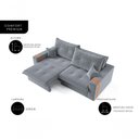 Ver imagem 2 de Sofá-Cama Ipanema 3 Lugares Retrátil Reclinável 200cm Cinza Cia Lar