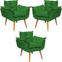 Ver imagem 1 de Kit 3 Poltronas Decorativa Alice Pé Trapézio 30cm Castanho - Suede