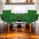 Ver imagem 2 de Kit 3 Poltronas Decorativa Alice Pé Trapézio 30cm Castanho - Suede