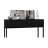 Aparador Buffet Pequeno Eros 90cm Preto Estilo Retro com Gavetas Pés de Ferro Decoração Moderna - 4