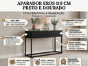 Ver imagem 2 de Aparador Buffet Pequeno Eros 90cm Preto Estilo Retro com Gavetas Pés de Ferro Decoração Moderna