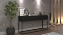 Ver imagem 1 de Aparador Buffet Pequeno Eros 90cm Preto Estilo Retro com Gavetas Pés de Ferro Decoração Moderna