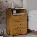 Ver imagem 2 de Conjunto de 2 Mesa de Cabeceira Luxo New com 3 Gavetas Freijo