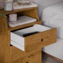 Ver imagem 3 de Conjunto de 2 Mesa de Cabeceira Luxo New com 3 Gavetas Freijo