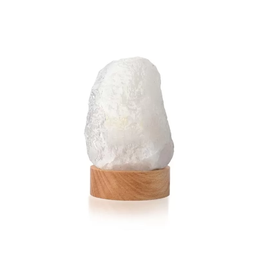Mini Luminária Quartzo Branco Led Branco - Base de Madeira - 3